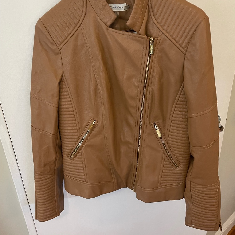 Calvin Klein Women's Tan Faux Leather Jacket